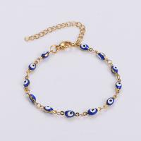 Evil Eye Jewelry Bracelet 304 Stainless Steel with 1.96 inch extender chain 18K gold plated evil eye pattern & for woman & enamel Length Approx 6.3 Inch Sold By PC