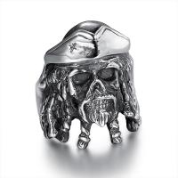 Палец кольцо из нержавеющей стали, Нержавеющая сталь 316, Череп, полированный, разный размер для выбора & чернеют, оригинальный цвет, продается PC
