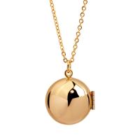 Fashion Locket Necklace Brass with 1.97inch extender chain Round plated for woman nickel lead & cadmium free Length 15.75 Inch Sold By PC