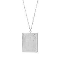 Mode Medaillon Halskette, Titanstahl, mit Verlängerungskettchen von 1.97inch, Quadrat, plattiert, mit Quermuster & unisex, keine, 35x27mm, Länge:19.69 ZollInch, verkauft von PC