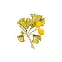 Tibetan Style Brooches, Ginkgo Leaf, 14K gold plated, for woman, nickel, lead & cadmium free, 44x33mm, Sold By PC