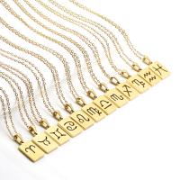 Collar de acero inoxidable de la joyería, Cuadrado, 18K chapado en oro, Zodiaco & diferentes estilos para la opción & para mujer, 18x12mm, longitud:17.72 Inch, Vendido por UD