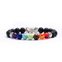 Gemstone Bracelets, with Tibetan Style bead, Unisex & anti-fatigue, multi-colored, 8mm, Sold Per 7.48 Inch Strand