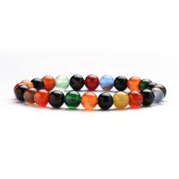 Agate Jewelry Bracelet Rainbow Agate Unisex & anti-fatigue multi-colored Sold Per 7.48 Inch Strand