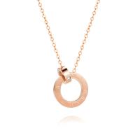 Titanium Steel Necklace with 1.97inch extender chain rose gold color plated for woman & with rhinestone Length 17.72 Inch Sold By PC