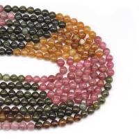 Turmalin Bead, Runde, du kan DIY, blandede farver, Solgt Per 38 cm Strand