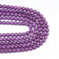 Natürlicher Lepidolith Perle, rund, DIY, violett, verkauft per 38 cm Strang