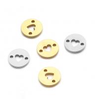 Stainless Steel Connector, Round, plated, with heart pattern, more colors for choice, 10x10mm, Sold By PC