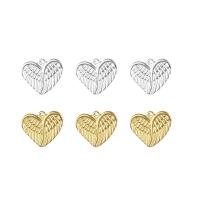 Stainless Steel Heart Pendants, plated, with wing pattern, more colors for choice, 16x18mm, Sold By PC