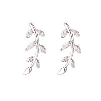 Cubic Zirconia Micro Pave Brass Earring Leaf micro pave cubic zirconia & for woman Sold By Pair