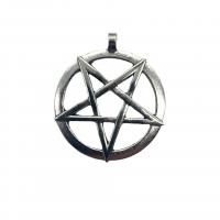 Tibetan Style Pendants, Round, with star pattern, silver color, 51x44mm, 200PCs/Bag, Sold By Bag