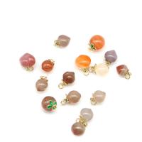 Pingentes de joias de ágata, Ágata vermelha, with liga de zinco, Pêssego, esmalte, cores misturadas, 10x14mm, vendido por PC