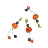 Pingentes de joias de ágata, with Corda de poliéster & liga de zinco, DIY, cores misturadas, 13x9mm, vendido por PC