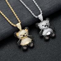 Cubic Zircon Micro Pave Brass Necklace Bear plated fashion jewelry & Unisex & micro pave cubic zirconia Length 23.62 Inch Sold By PC