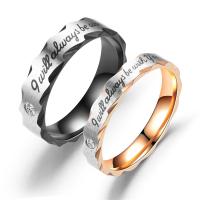 Titanium Steel Finger Ring anoint fashion jewelry & Unisex & with rhinestone Sold By PC