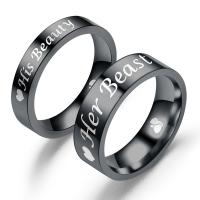 Titanium Steel Finger Ring fashion jewelry & Unisex  black Sold By PC