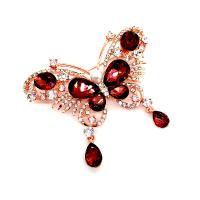 Strass Brosche, Zinklegierung, mit Kunststoff Perlen, Schmetterling, vergoldet, Modeschmuck & für Frau & mit Strass, 60x50mm, verkauft von PC