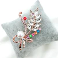 Drahokamu Brož, Zinek, s Plastové Pearl, skutečný pozlacené, módní šperky & pro ženy & s drahokamu, 63x37x50mm, Prodáno By PC