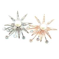 Zinklegierung Broschen, mit Kunststoff Perlen, vergoldet, Modeschmuck & für Frau & mit kubischem Zirkonia, keine, 60x57mm, verkauft von PC