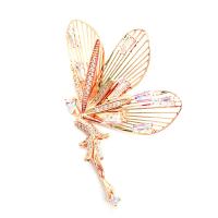Zink Alloy Broscher, Fairy, äkta guldpläterad, mode smycken & för kvinna & med cubic zirconia, 60x35mm, Säljs av PC