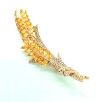 Cubic Zirconia Brooch, Tibetan Style, Wheat, real gold plated, fashion jewelry & for woman & with cubic zirconia, 80x26mm, Sold By PC