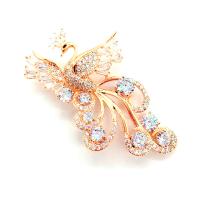 Zinc Alloy Brooches Peacock real gold plated fashion jewelry & for woman & with cubic zirconia Sold By PC