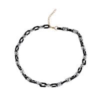 Colar de resina, liga de zinco, with resina, with 1.96 extender chain, joias de moda & para mulher, preto, comprimento 17.08 inchaltura, vendido por PC