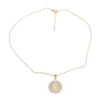 Brass Necklace, with 1.77 extender chain, fashion jewelry & for woman & with rhinestone, golden, Length:17.75 Inch, Sold By PC