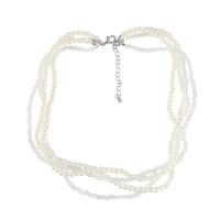 Multi Layer Necklace, Tibetan Style, with ABS Plastic Pearl & Resin, with 2.99 extender chain, fashion jewelry & multilayer & for woman, white, Sold Per 18.62 Inch Strand