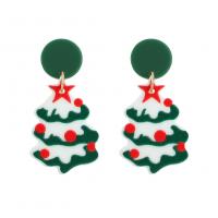 Christmas Earrings Zinc Alloy with Resin Christmas Design & fashion jewelry & for woman green Sold By Pair