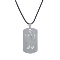 Stainless Steel Jewelry Necklace, with Wax Cord, with 5cm extender chain, Geometrical Pattern, silver color plated, Unisex & different styles for choice, silver color, 10x25mm, Length:Approx 45 cm, Sold By PC