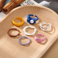 Zinc Alloy Cuff fingerring, med Plastic Pearl & emalje, forgyldt, forskellige stilarter for valg & for kvinde, flere farver til valg, 5mm, Solgt af PC