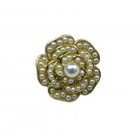 Boucle d'oreille dormeuse en alliage de zinc, avec perle de plastique & émail, fleur, Placage de couleur d'or, pour femme, doré, 15x15mm, Vendu par paire