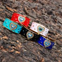 Evil Eye Jewelry Finger Ring Brass with Cubic Zirconia & enamel gold color plated evil eye pattern & for woman nickel lead & cadmium free 11mm Sold By PC