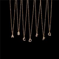 Stainless Steel Jewelry Necklace with Cubic Zirconia Alphabet Letter gold color plated oval chain & for woman golden Length Approx 40 cm Sold By PC