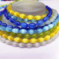 Cats Eye Jewelry Beads, Drum, polished, DIY, more colors for choice, 6x9mm, Sold Per 38 cm Strand
