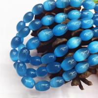 Cats Eye Jewelry Beads, Drum, polished, DIY, acid blue, 10x14mm, Sold Per 38 cm Strand
