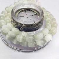 Perles de bijoux oeil de chat, tambour, poli, DIY, blanc, 10x14mm, Vendu par 38 cm brin