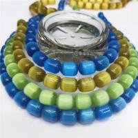 Perles de bijoux oeil de chat, tambour, poli, DIY, plus de couleurs à choisir, 9x11mm, Vendu par 38 cm brin