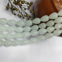 Weiß Chalcedon Perle, Tropfen, poliert, DIY, keine, 10x15mm, verkauft per 38 cm Strang