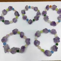 Quartz Bracelets Natural Stone with Amethyst irregular polished Unisex mixed colors Length 19 cm Sold By PC