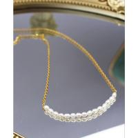 Freshwater Pearl Brass Necklace with Freshwater Pearl real gold plated for woman mixed colors 3mm Length 46 cm Sold By PC