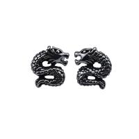 Titanium Steel Stud Earring, Dragon, polished, Unisex, original color, 16mm, Sold By Pair