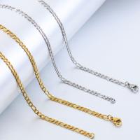 Rozsdamentes acél Nekclace Chain, 304 rozsdamentes acél, galvanizált, különböző hosszúságú választás & Figaro lánc, több színt a választás, 3mm, Által értékesített Strand