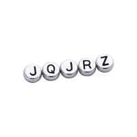 Perles acrylique alphabet, Rond, DIY & avec le motif de lettre & émail, couleurs mélangées, 4x7mm, 3700PC/sol, Vendu par sol