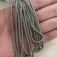 Brass Soldered Chain, plated, silver color, lead & nickel free, 3x3x1.5mm, 100m/Lot, Sold By Lot