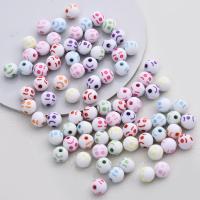 Acrylic Jewelry Beads Round facial expression series & DIY & chemical wash mixed colors lead & nickel free 8mm Sold By G