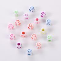 Acrylic Jewelry Beads, Square, DIY & chemical wash, mixed colors, 6x6mm, 3000PCs/G, Sold By G