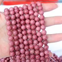 Rhodonit Perlen, rund, poliert, DIY, rot, verkauft per 38 cm Strang