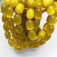 Cats Eye Jewelry Beads, Drum, polished, DIY, yellow, 12x16mm, 24PCs/Strand, Sold Per 38 cm Strand
